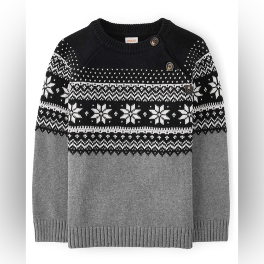 NWT! Gymboree Boys Snowflake Fairisle Sweater - Perfect Present - Black